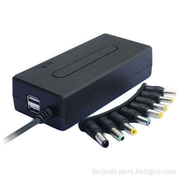 90W Universal Manual Voltage Adapter with Dual-USB 5V/1A